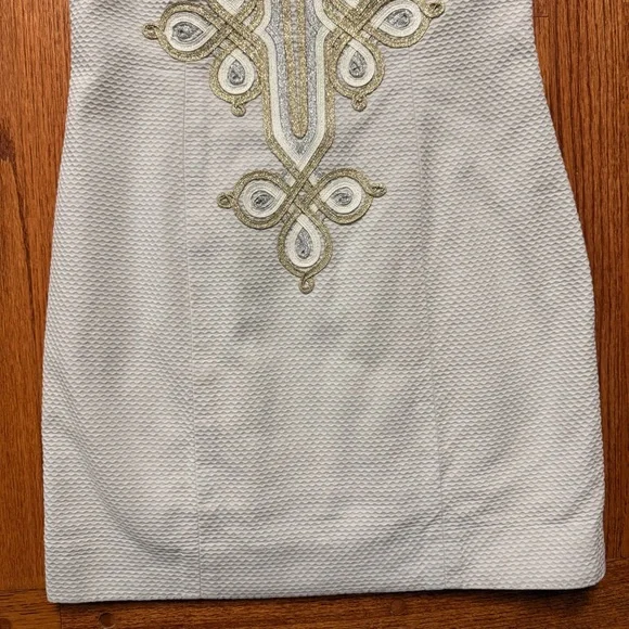 Lilly Pulitzer Mila shift dress in seaside grey with metallic embroidery size 00 - Picture 8 of 16
